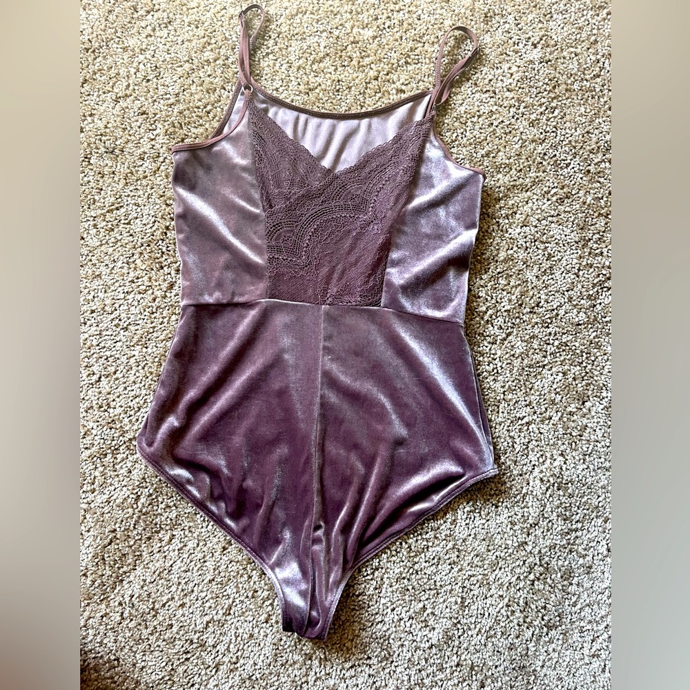 Velvet purple lace bodysuit